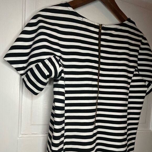 J. Crew Black & White Striped Short Sleeve Dress w/ Exposed Zipper - Picture 7 of 12